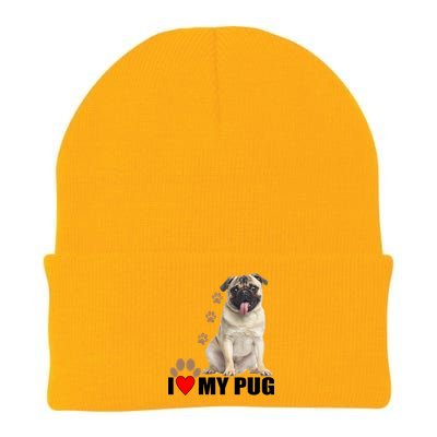 Dogs - I Love My Pug Knit Cap Winter Beanie