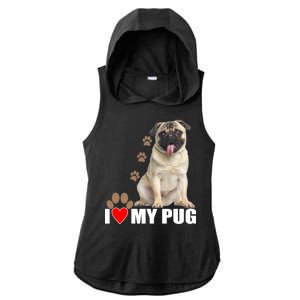 Dogs - I Love My Pug Ladies PosiCharge Tri-Blend Wicking Draft Hoodie Tank