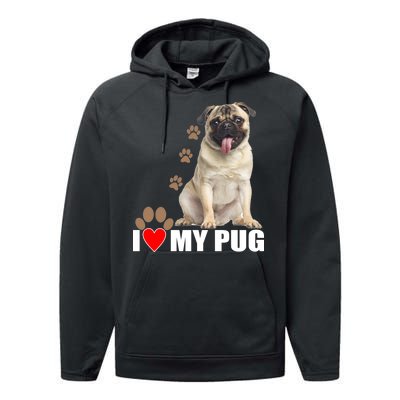 Dogs - I Love My Pug Performance Fleece Hoodie