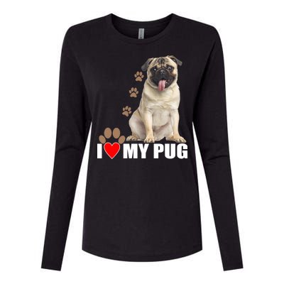 Dogs - I Love My Pug Womens Cotton Relaxed Long Sleeve T-Shirt