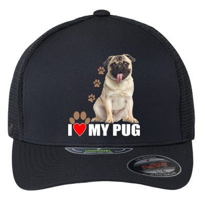 Dogs - I Love My Pug Flexfit Unipanel Trucker Cap