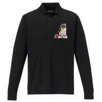 Dogs - I Love My Pug Performance Long Sleeve Polo