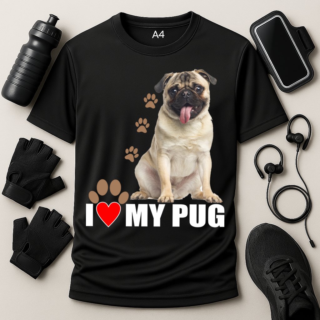 Dogs - I Love My Pug Cooling Performance Crew T-Shirt