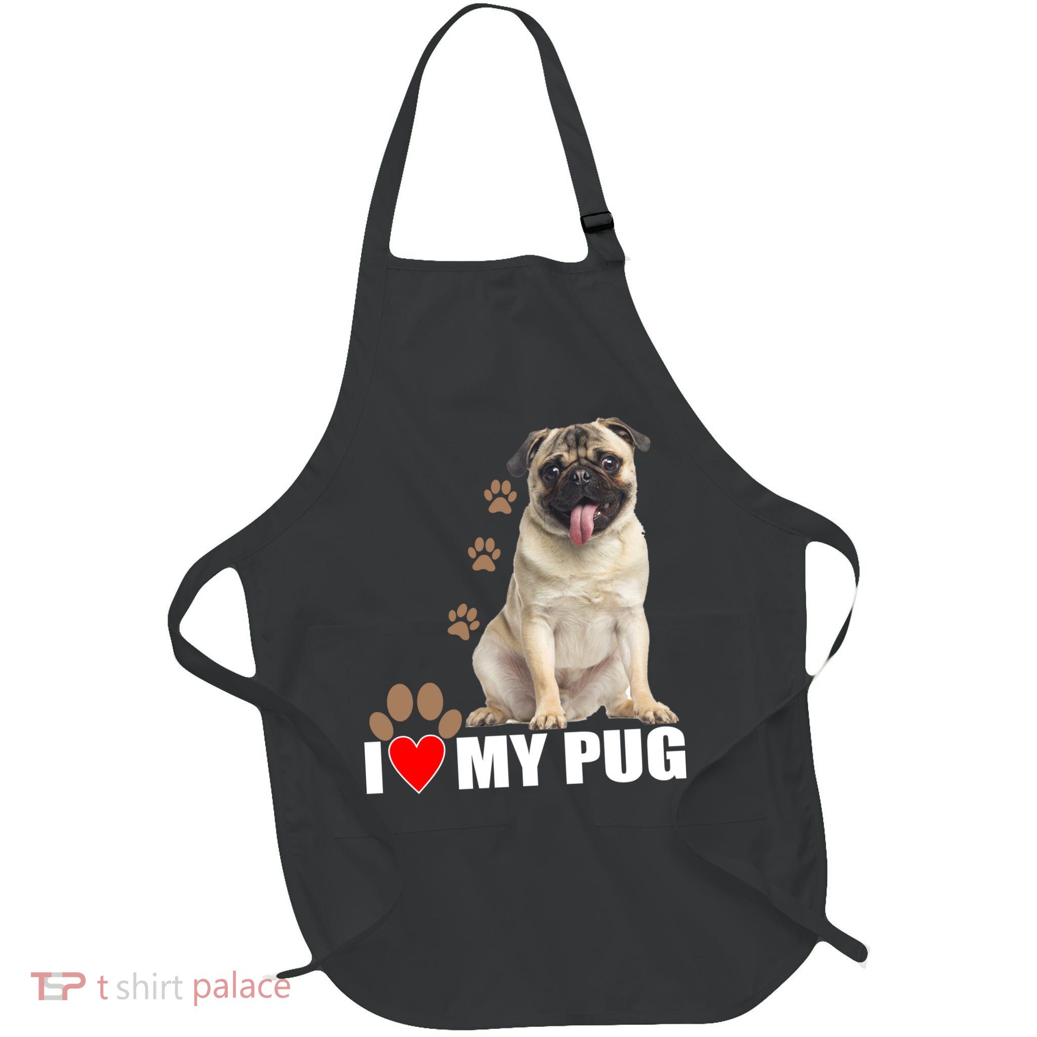 Dogs - I Love My Pug Full-Length Apron With Pockets