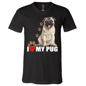 Dogs - I Love My Pug V-Neck T-Shirt