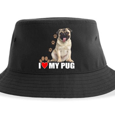 Dogs - I Love My Pug Sustainable Bucket Hat