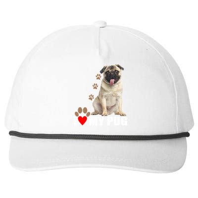 Dogs - I Love My Pug Snapback Five-Panel Rope Hat