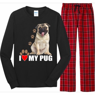 Dogs - I Love My Pug Long Sleeve Pajama Set