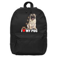 Dogs - I Love My Pug 16 in Basic Backpack