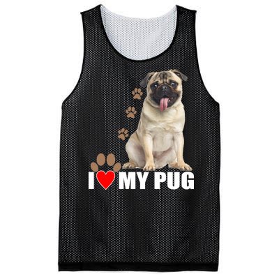 Dogs - I Love My Pug Mesh Reversible Basketball Jersey Tank