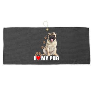 Dogs - I Love My Pug Large Microfiber Waffle Golf Towel