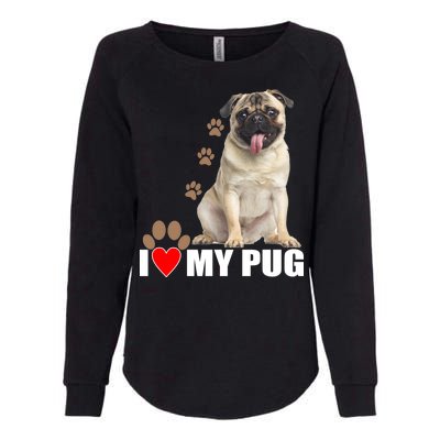 Dogs - I Love My Pug Womens California Wash Sweatshirt