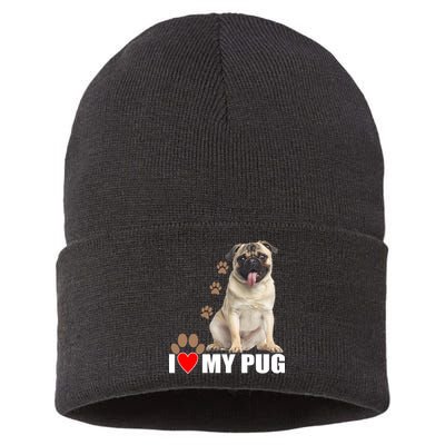 Dogs - I Love My Pug Sustainable Knit Beanie