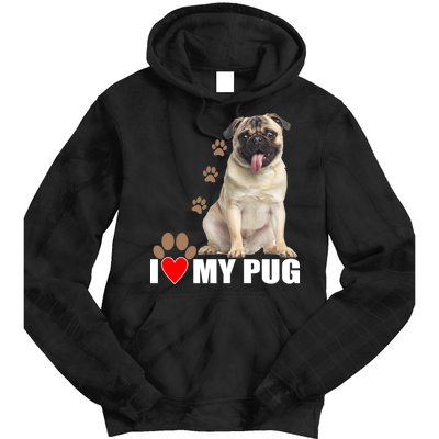 Dogs - I Love My Pug Tie Dye Hoodie