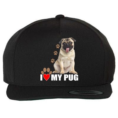 Dogs - I Love My Pug Wool Snapback Cap