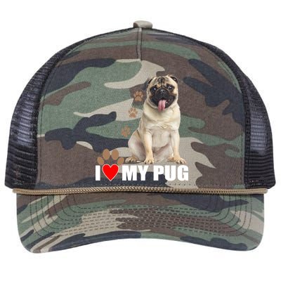 Dogs - I Love My Pug Retro Rope Trucker Hat Cap