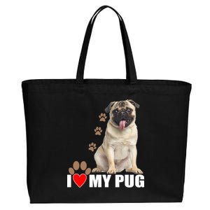 Dogs - I Love My Pug Cotton Canvas Jumbo Tote