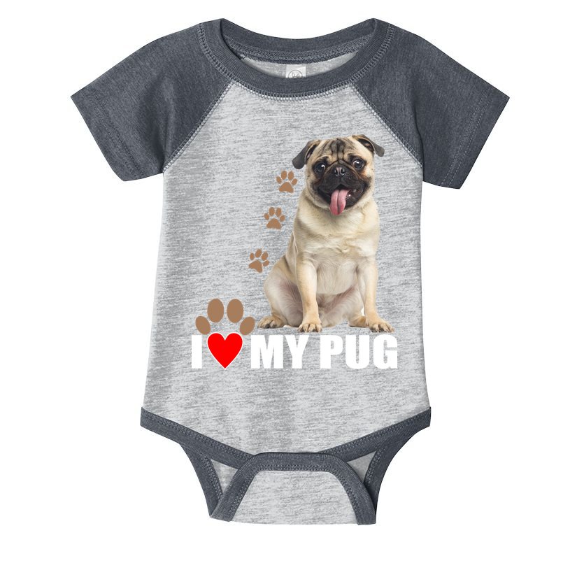 Dogs - I Love My Pug Infant Baby Jersey Bodysuit