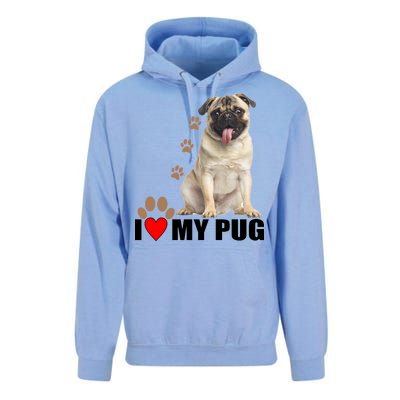 Dogs - I Love My Pug Unisex Surf Hoodie