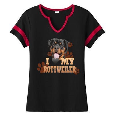 Dogs - I Love My Rottweiler Ladies Halftime Notch Neck Tee