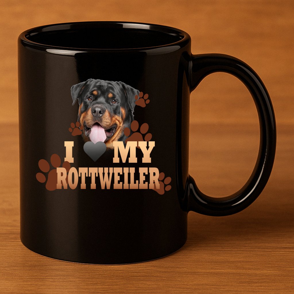 Dogs - I Love My Rottweiler 11oz C Handle Ceramic Mug