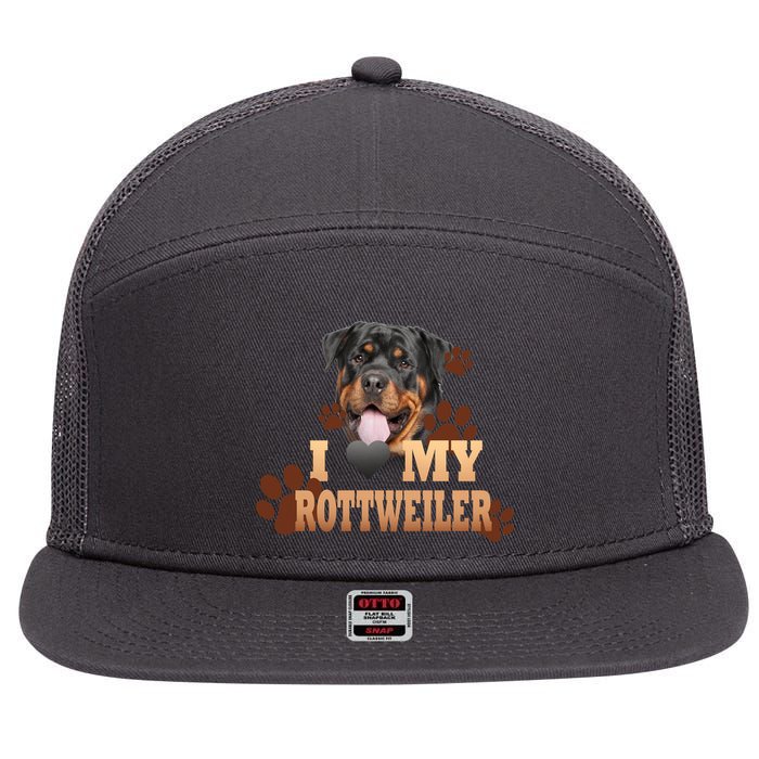Dogs - I Love My Rottweiler 7 Panel Mesh Trucker Snapback Hat