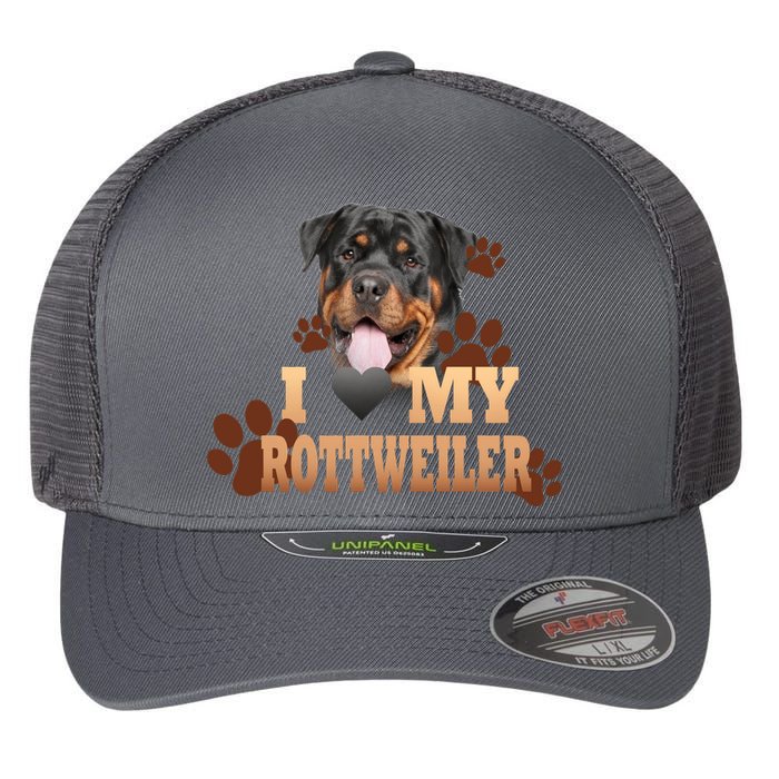 Dogs - I Love My Rottweiler Flexfit Unipanel Trucker Cap