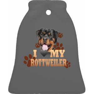 Dogs - I Love My Rottweiler Ceramic Bell Ornament