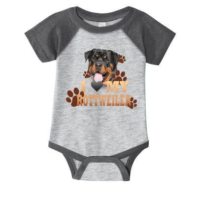 Dogs - I Love My Rottweiler Infant Baby Jersey Bodysuit