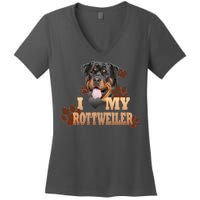 Dogs - I Love My Rottweiler Women's V-Neck T-Shirt