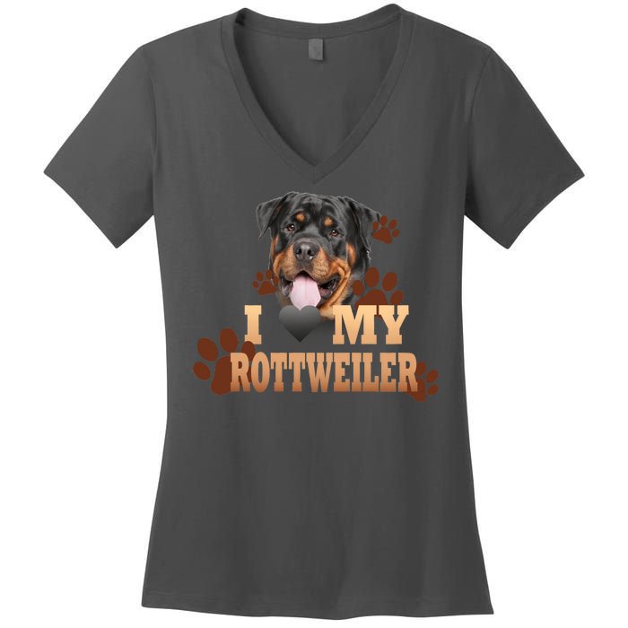 Dogs - I Love My Rottweiler Women's V-Neck T-Shirt