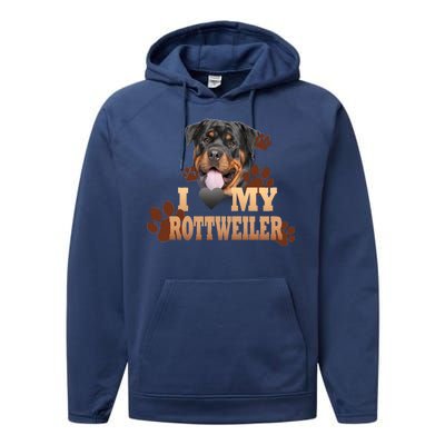 Dogs - I Love My Rottweiler Performance Fleece Hoodie