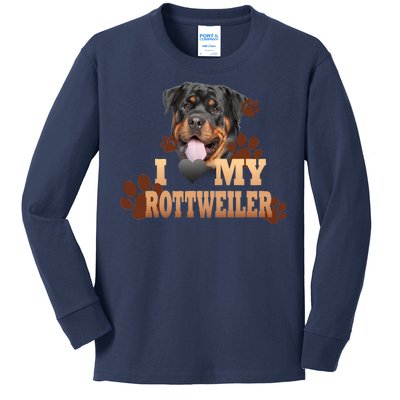 Dogs - I Love My Rottweiler Kids Long Sleeve Shirt