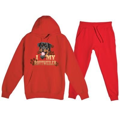 Dogs - I Love My Rottweiler Premium Hooded Sweatsuit Set