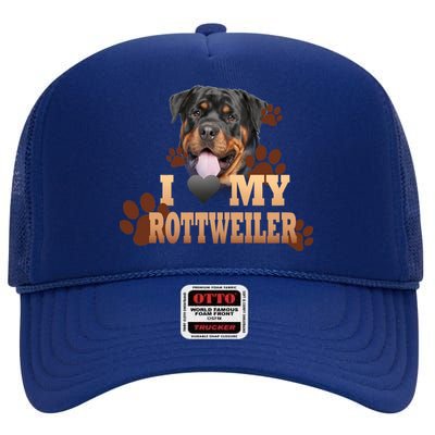 Dogs - I Love My Rottweiler High Crown Mesh Back Trucker Hat