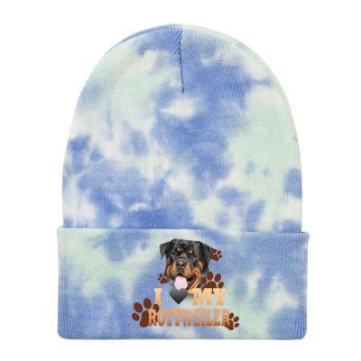 Dogs - I Love My Rottweiler Tie Dye 12in Knit Beanie