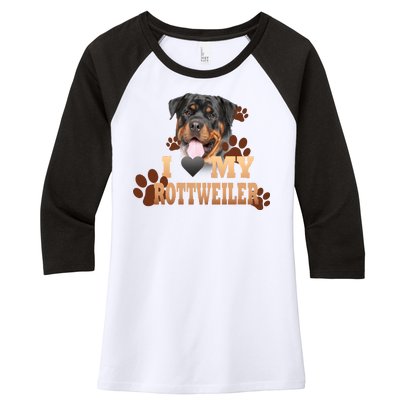 Dogs - I Love My Rottweiler Women's Tri-Blend 3/4-Sleeve Raglan Shirt