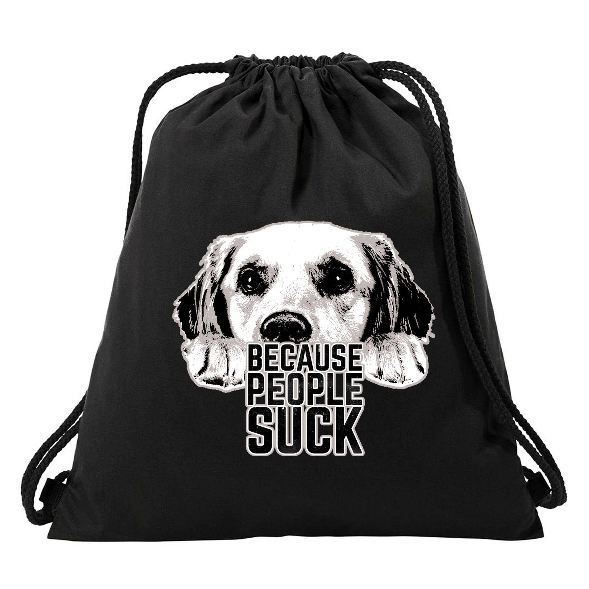 Dogs Because People Suck Funny Drawstring Bag