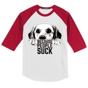 Dogs Because People Suck Funny Kids Colorblock Raglan Jersey