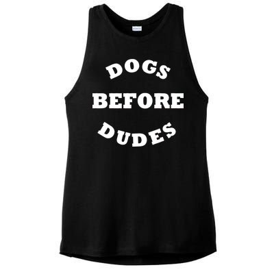 Dogs Before Dudes Funny Saying Ladies PosiCharge Tri-Blend Wicking Tank