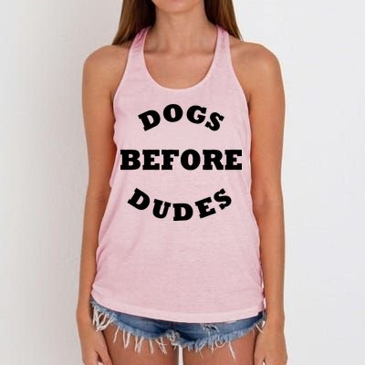 Dogs Before Dudes Funny Saying Women's Knotted Racerback Tank