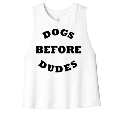 Dogs Before Dudes Funny Saying Women's Racerback Cropped Tank