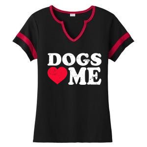 Dogs Love Me Ladies Halftime Notch Neck Tee