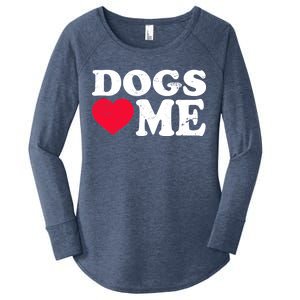 Dogs Love Me Women's Perfect Tri Tunic Long Sleeve Shirt