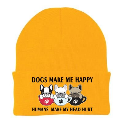 Dogs Make Me Happy Humans Make My Head Hurt Knit Cap Winter Beanie