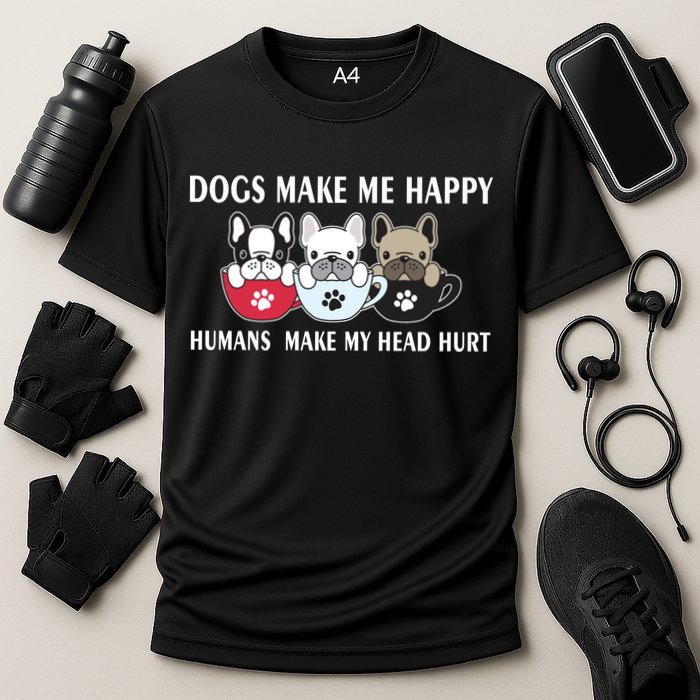 Dogs Make Me Happy Humans Make My Head Hurt Cooling Performance Crew T-Shirt