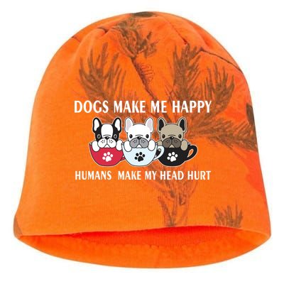 Dogs Make Me Happy Humans Make My Head Hurt Kati - Camo Knit Beanie