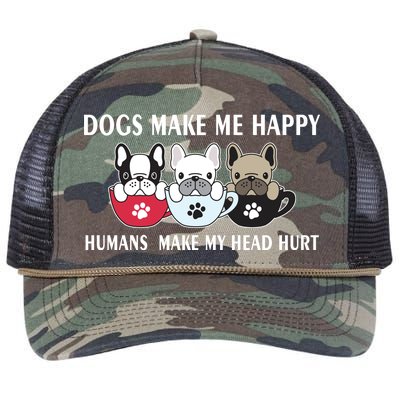 Dogs Make Me Happy Humans Make My Head Hurt Retro Rope Trucker Hat Cap