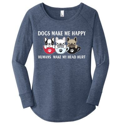 Dogs Make Me Happy Humans Make My Head Hurt Women's Perfect Tri Tunic Long Sleeve Shirt