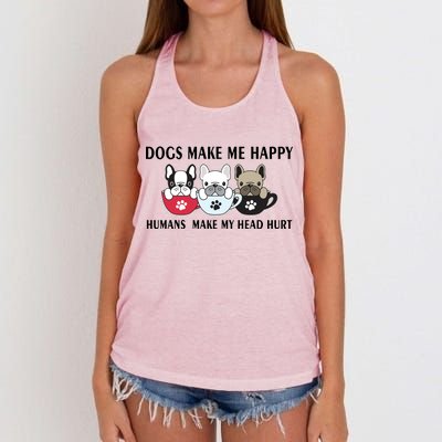 Dogs Make Me Happy Humans Make My Head Hurt Women's Knotted Racerback Tank